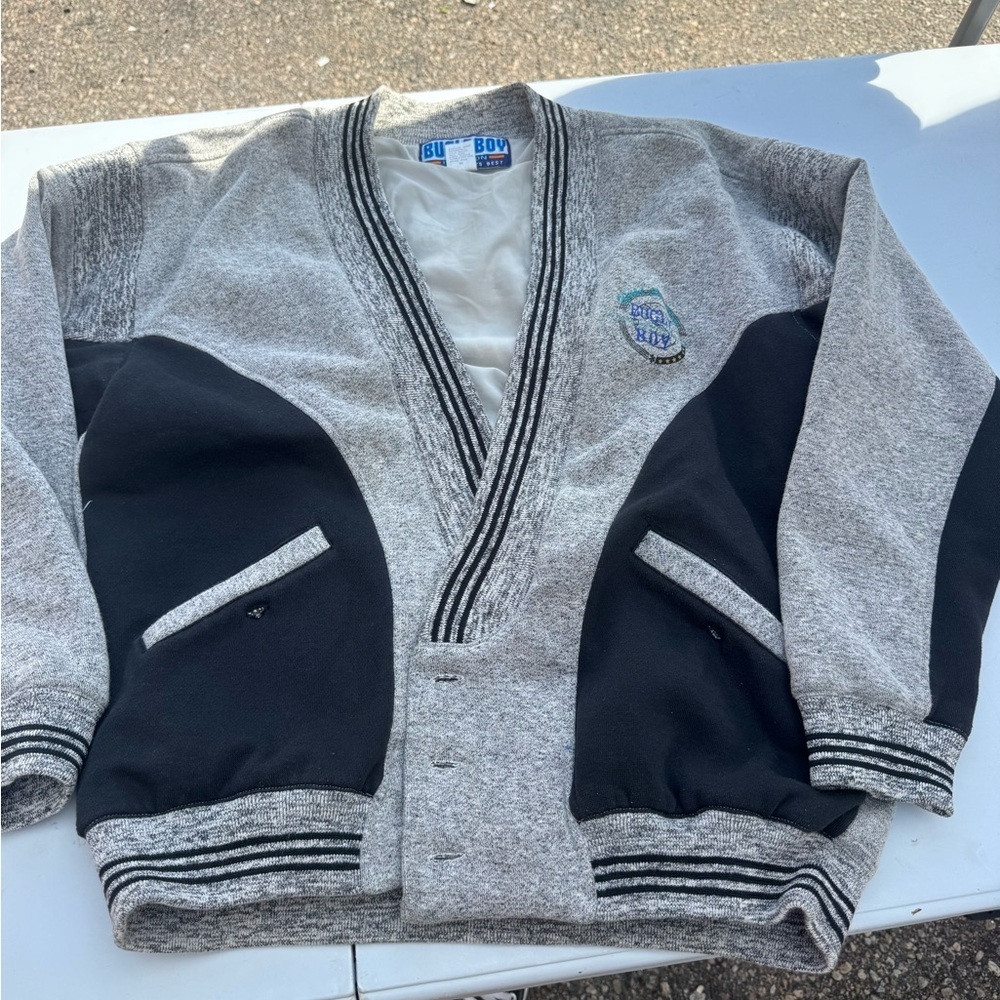 Bugle Boy Gray and Black Striped Jacket